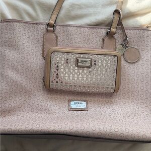 GUESS Cream and Tan Women's Bag Set
